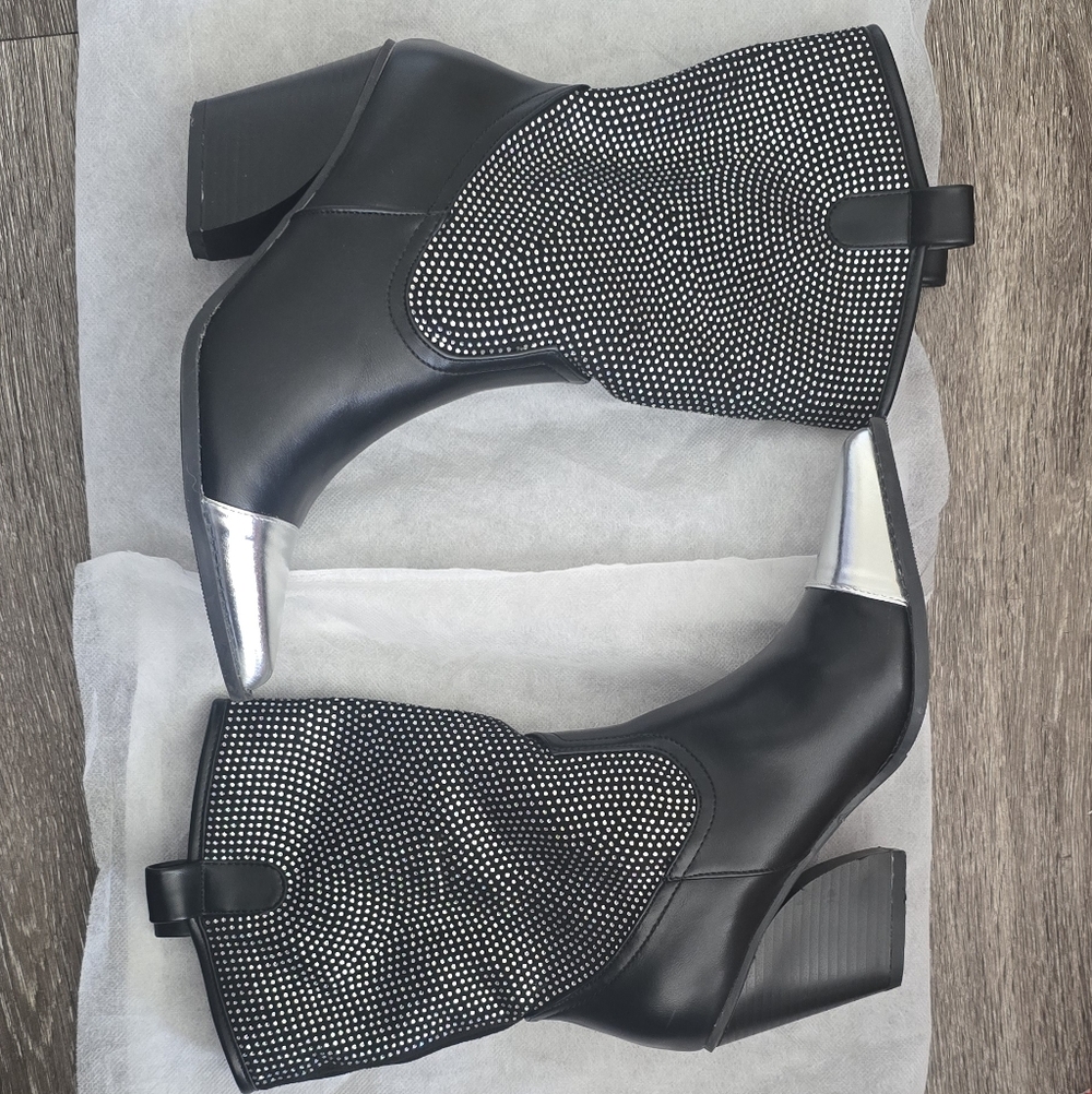 Black and Silver Women's Ankle Boots